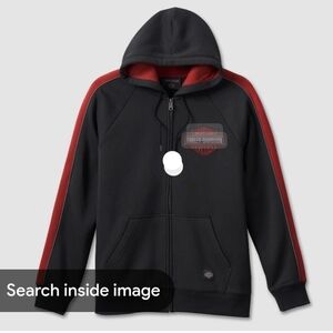 Harley-Davidson Black and Red Zip-Up Hoodie MC Club Medium New